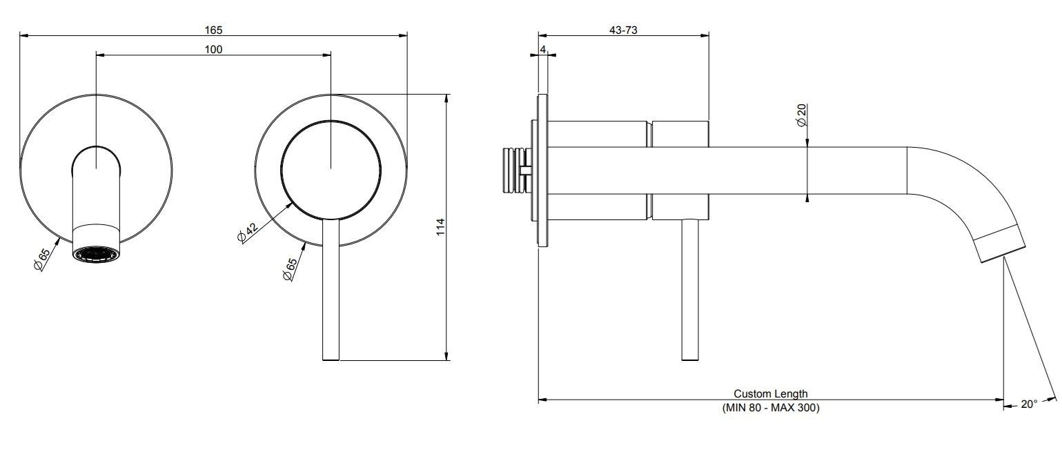 Настенный смеситель для раковины из нержавеющей стали с 2 отверстиями Gessi Messi316 ARCH-00030659 - Вид №3