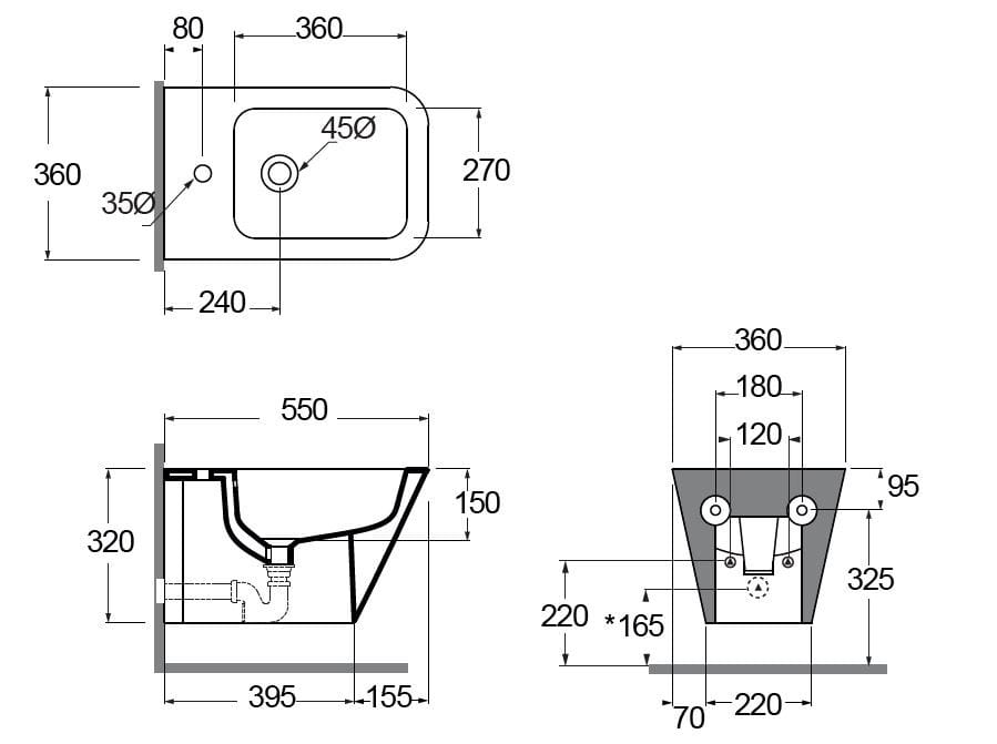 Керамическое подвесное биде Azzurra Ceramica Build ARCH-00064750 - Вид №3