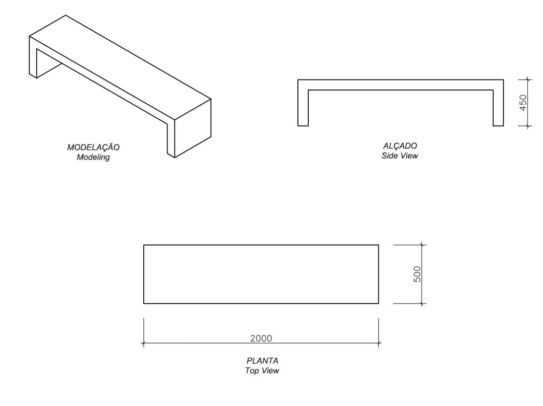 Бетонная скамья без спинки amop Modular ARCH-00022382 - Вид №4