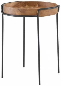 Ligne Roset Круглый журнальный столик из стали и дерева  19980345