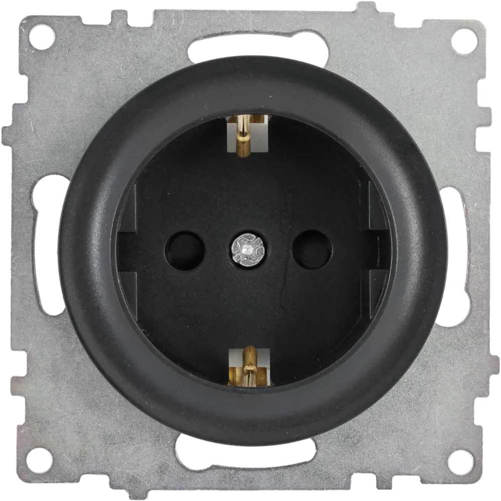 82127004 Розетка встраиваемая Onekey Florence с заземлением со шторками цвет чёрный STLM-0019889