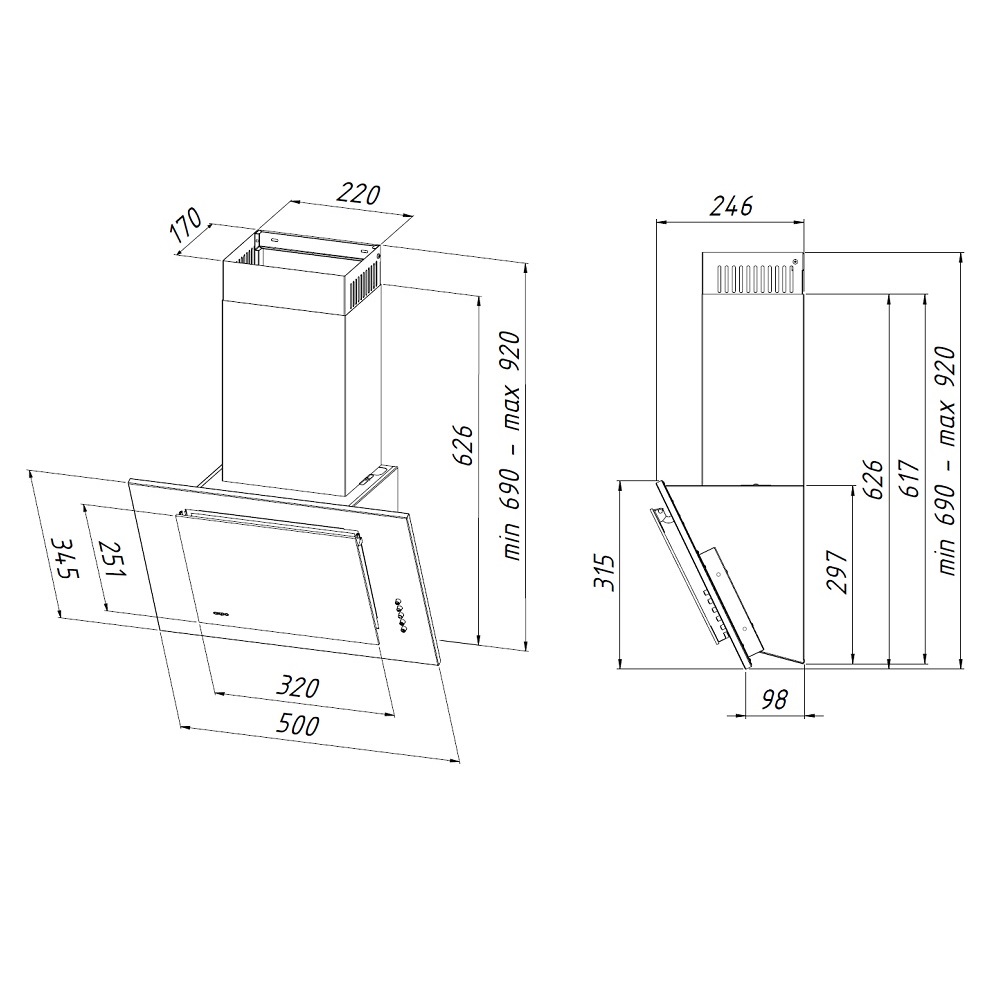 1217278 Вытяжка наклонная Akpo WK-4 Optima eco белый/белый STDN-0024852 - Вид №11
