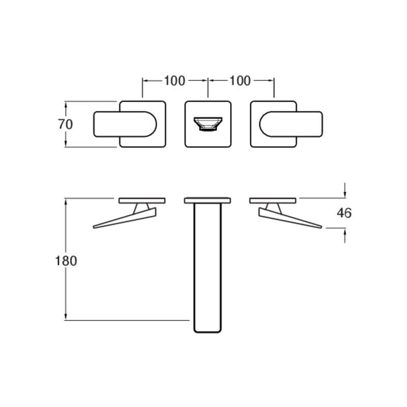 Настенный смеситель для раковины с 3 отверстиями без слива CRISTINA Rubinetterie Blade ARCH-00134518 - Вид №2