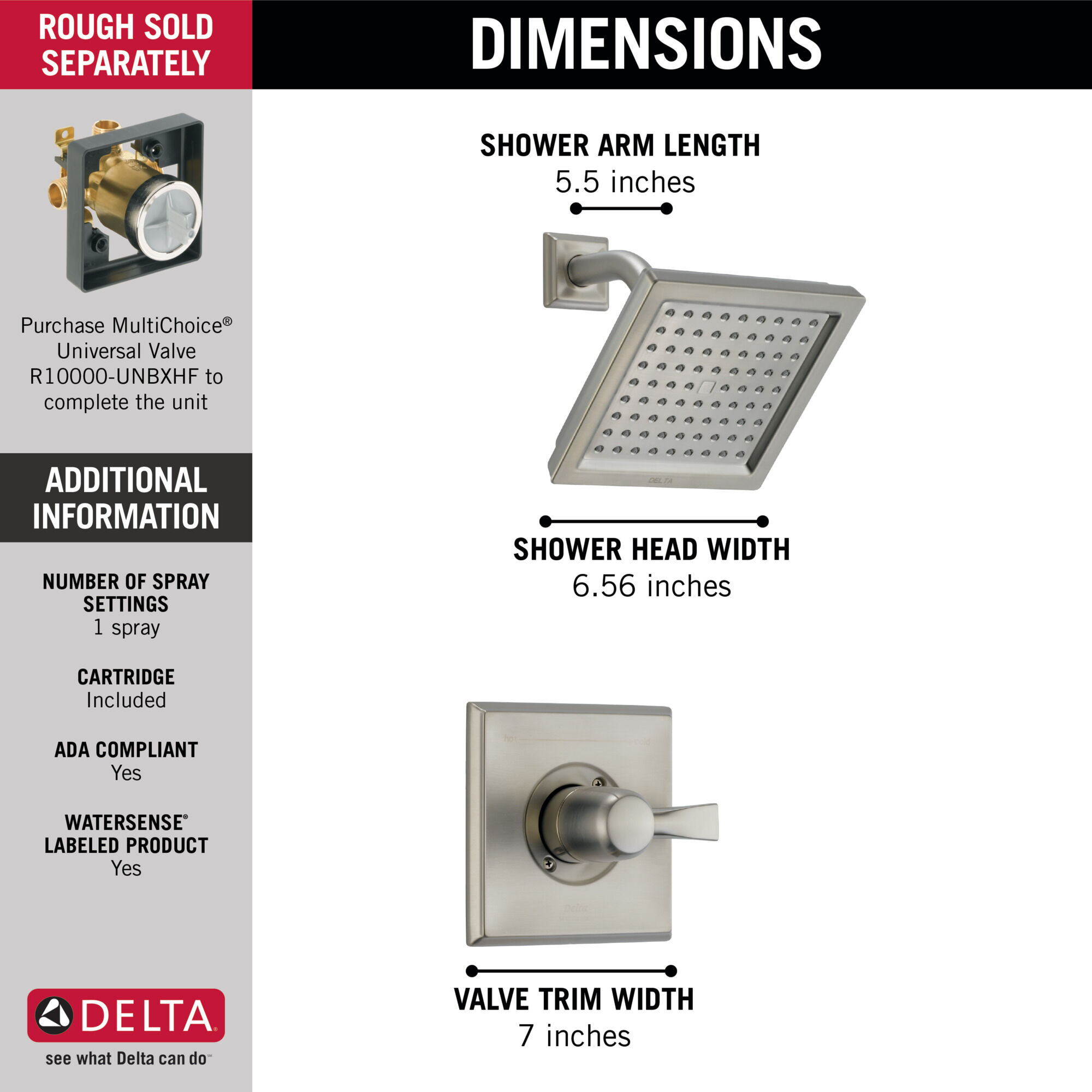 T14251-SS-WE Облицовка для душа Monitor® серии 14 Delta Faucet Dryden Нержавеющая сталь  - Вид №1