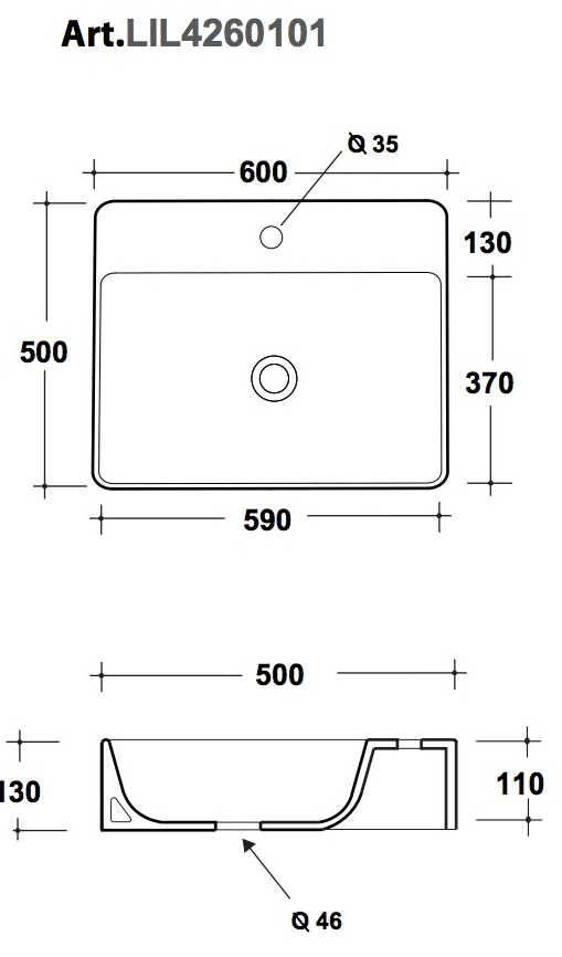 Lil4160101 Накладная раковина на столешницу  овальная Olympia Ceramica LAVABI D'ARREDO - Вид №2