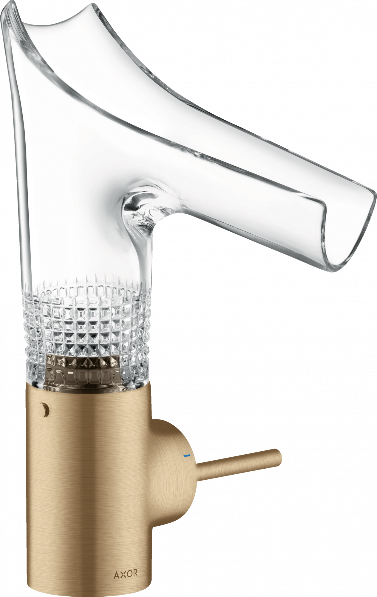 12122140 Смеситель для раковины 140, однорычажный, со стеклянным изливом и сливным гарнитуром, алмазная огранка, AXOR STARCK V 