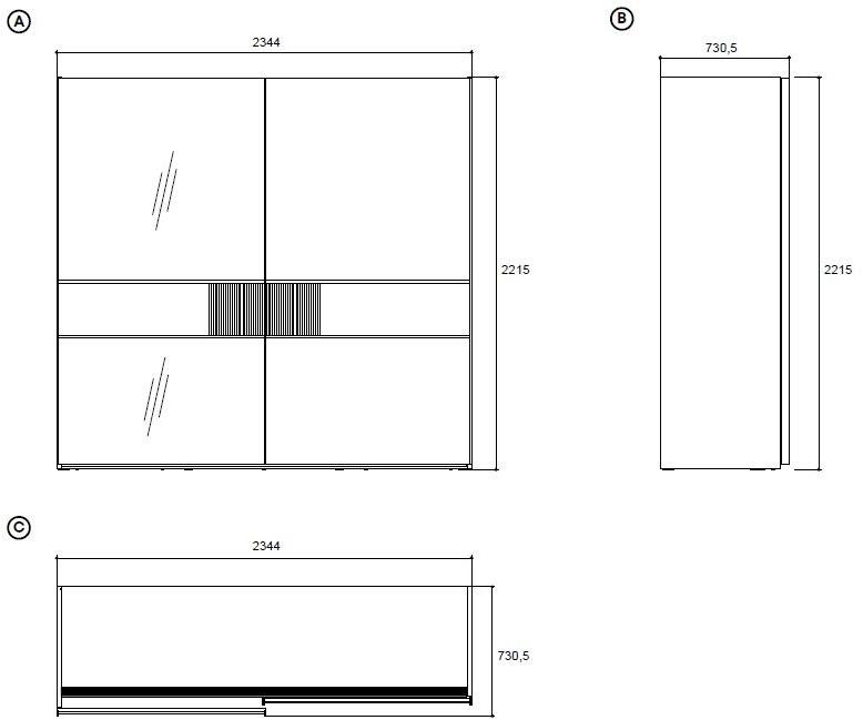 Enza Home Гардероб с раздвижными дверцами с зеркалом Praga sun-id-1459820 - Вид №2