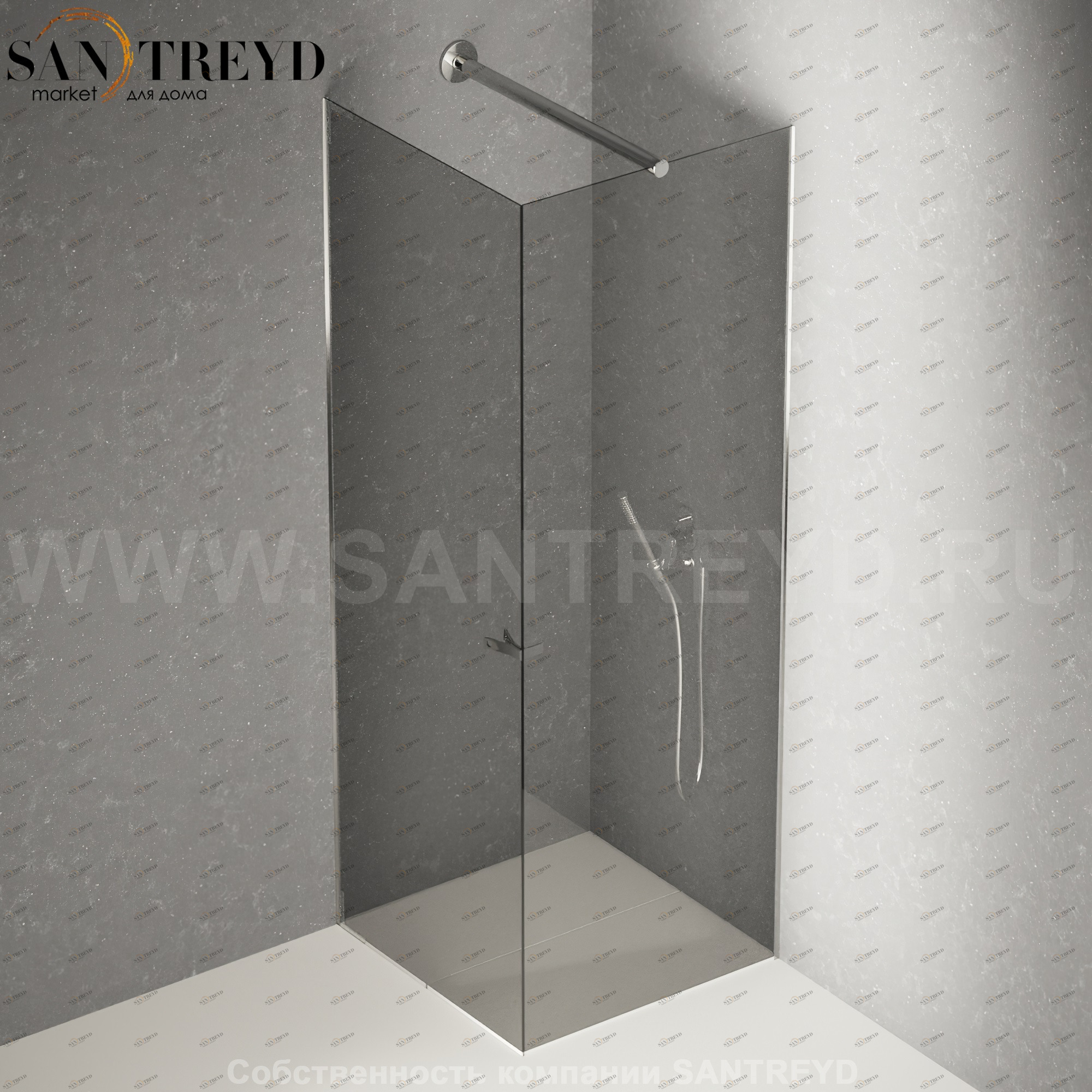 Душевое ограждение FLAT DX подрезаемое, стеклянная с дверью дымчатая перегородка с держателем. Размеры: глубина от 70 до 100, длина от 70 до 140 см Agape DXC27010070140XTM