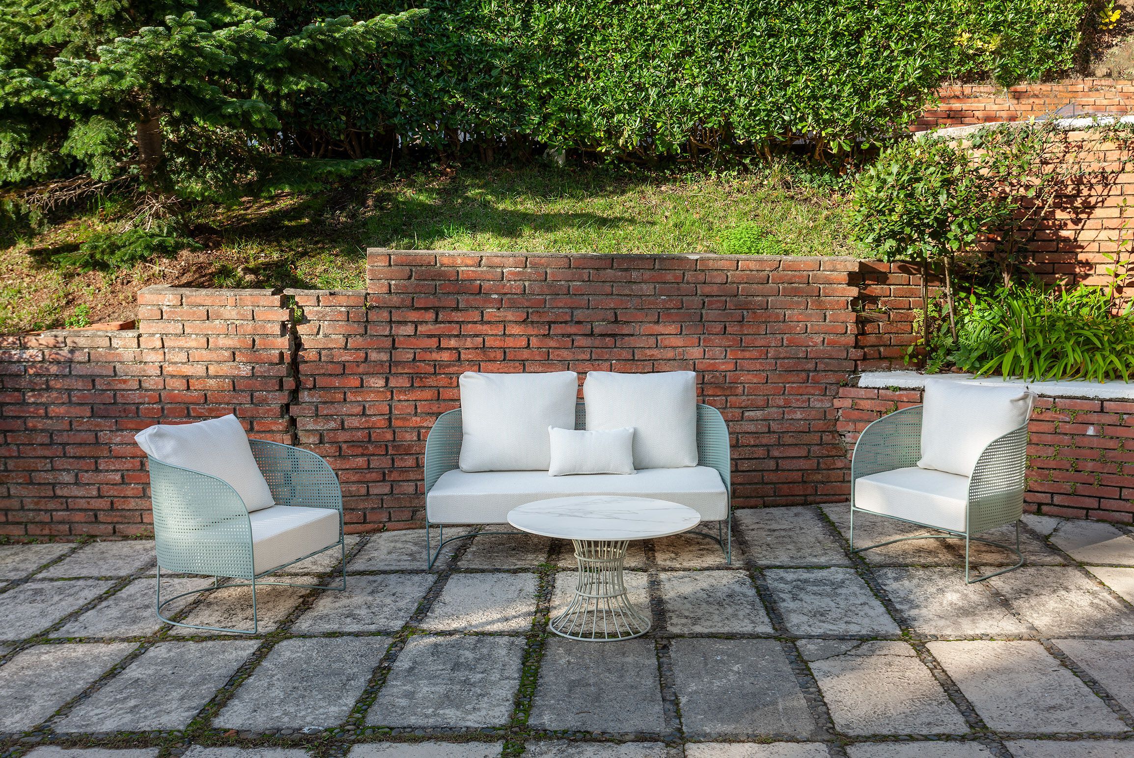 Садовый диван из ткани и стальной конструкции iSimar ARCH-00133602 - Вид №2