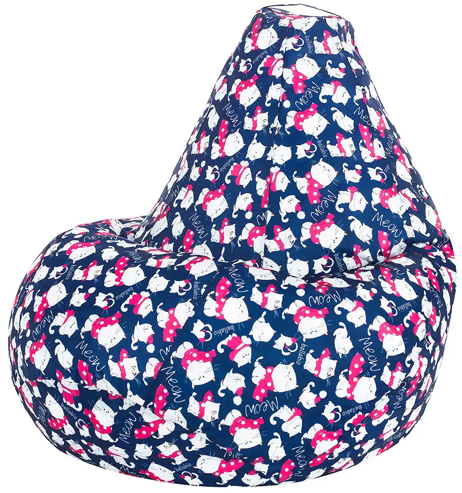 91591711 Кресло-мешок Bean Joy XXXXL Милые коты 100x140x100 см цвет фиолетовый/белый STLM-0813827