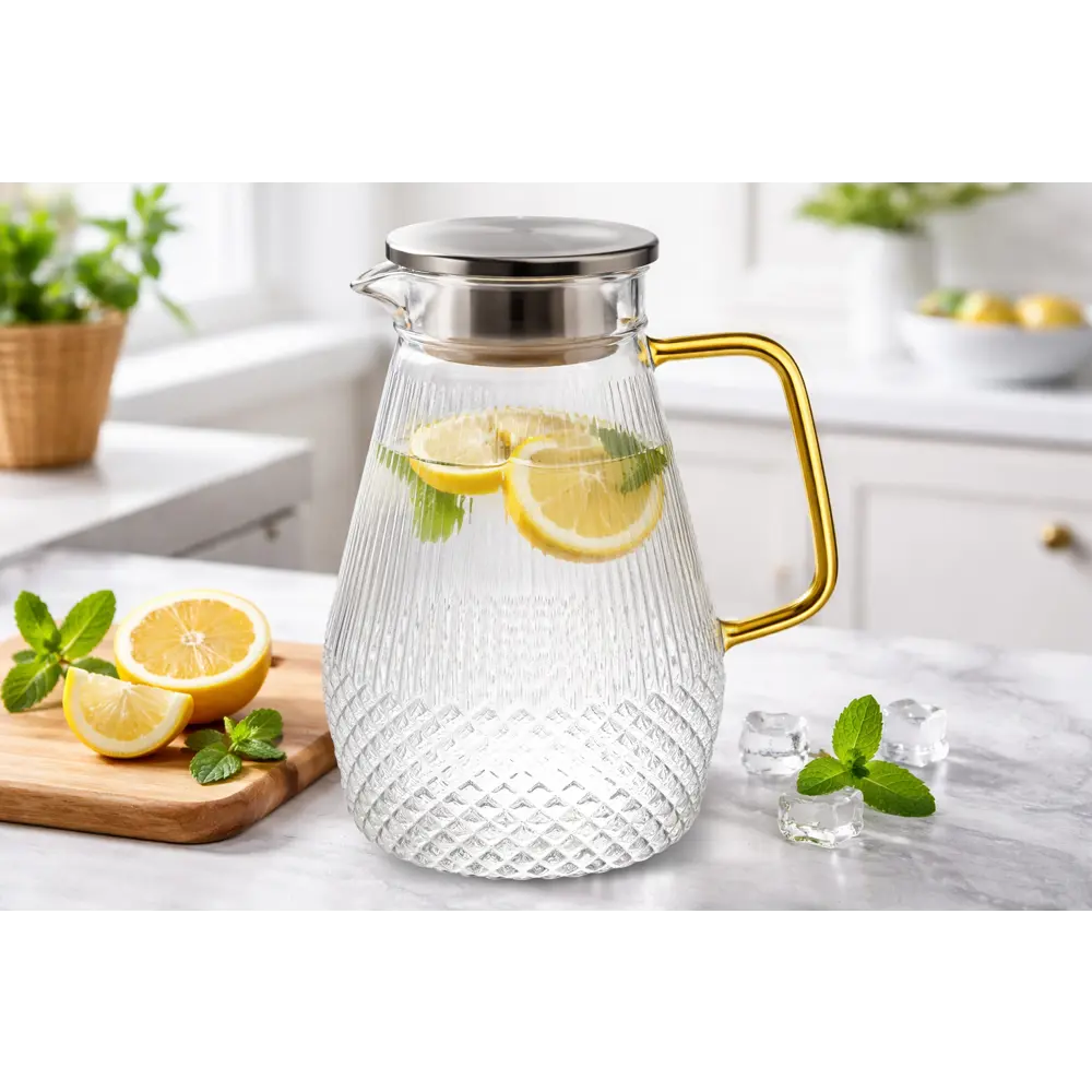 Кувшин 1.6 л Leonord с крышкой стекло цвет прозрачный Santreyd STLM-2145443 - Вид №4