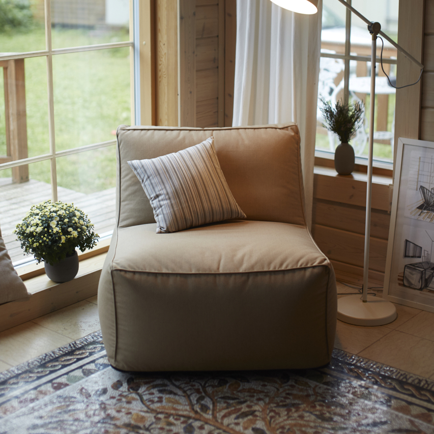 Бескаркасное модульное кресло в уличной ткани бежевое Sunbrella Solid 3780 Lin МАСТЕРСКАЯ КРЕСЛО  335291 Бежевый Santreyd  - Вид №2