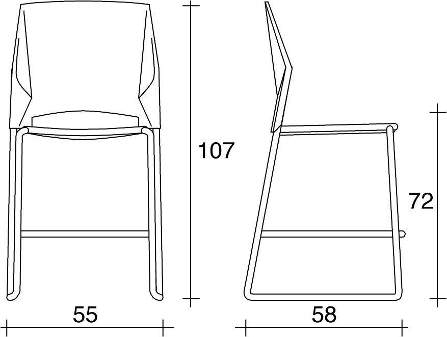 TALIN Стул из полипропилена, штабелируемый салазками Trek sun-id-1353762 - Вид №1