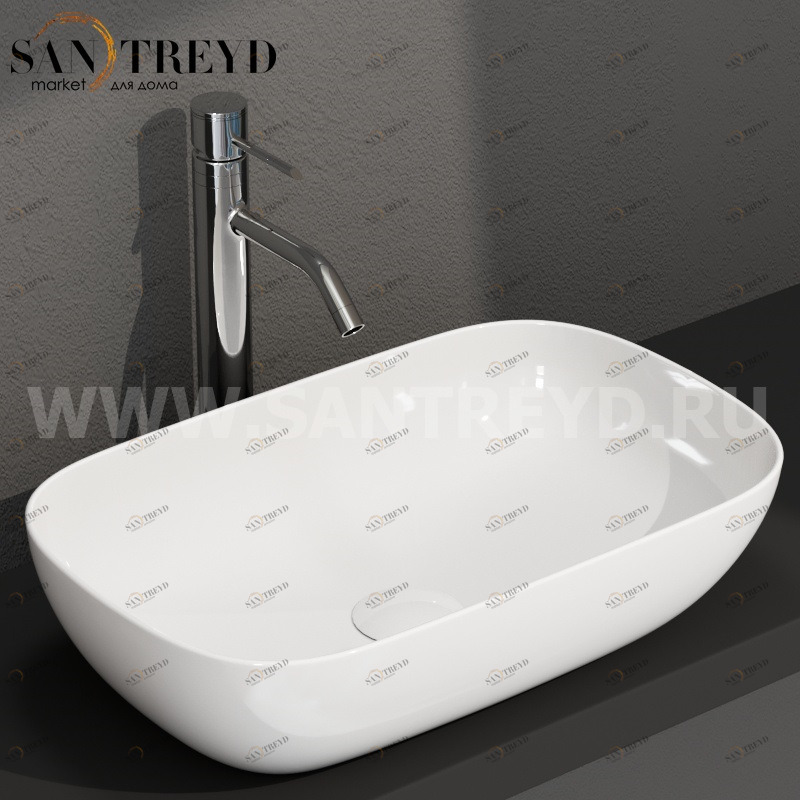 B6R60BI Накладная раковина на столешницу  прямоугольная Ceramica Globo T-EDGE