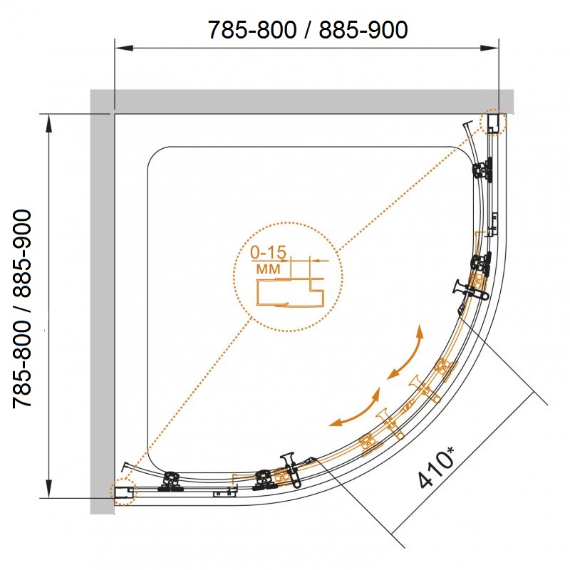 Душевой уголок CEZARES ECO-O-R-2-80-C-Cr - Вид №9