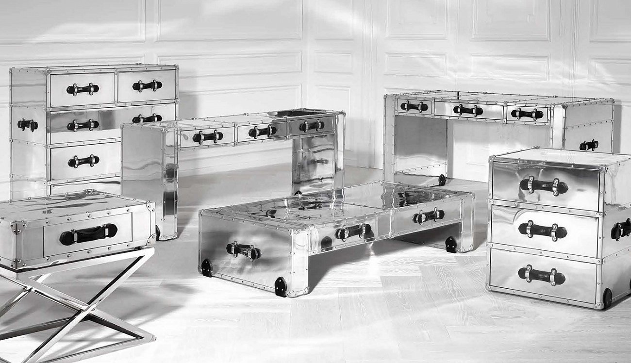 Консоль металлическая стальная с ящиками 105957 от Eichholtz EICHHOLTZ  247362 Хром  - Вид №2