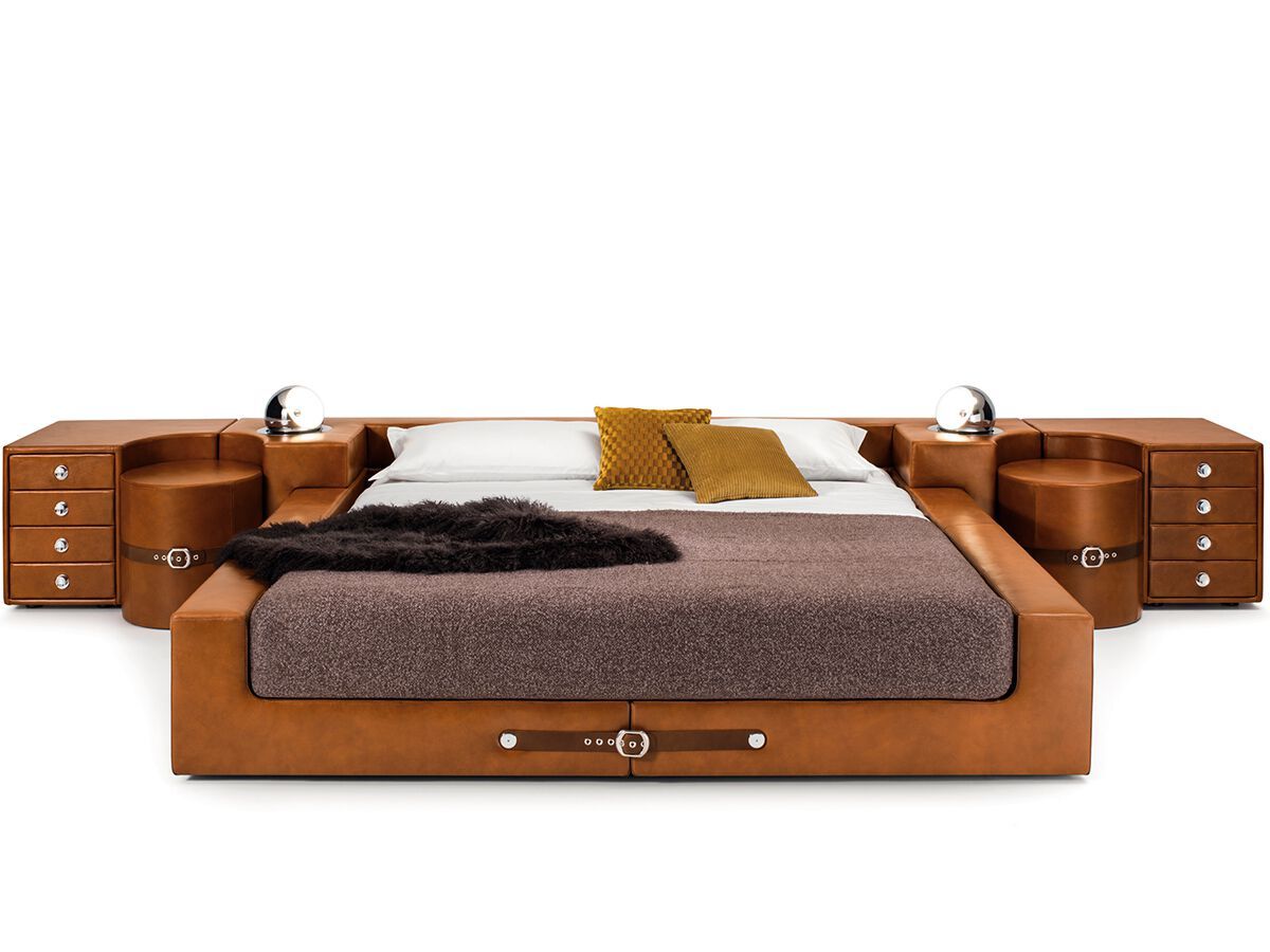 Кожаная двуспальная кровать со встроенными тумбочками i 4 Mariani Tukroma ARCH-00086455 - Вид №2