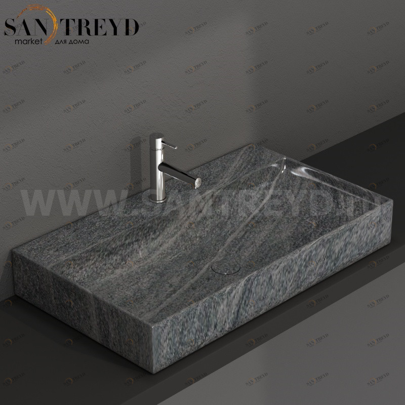 B6R81SG Подвесная раковина настенная прямоугольная Ceramica Globo T-EDGE серая