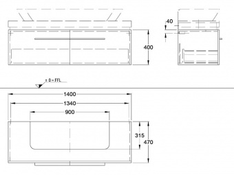 Тумба под раковину 140 см Keramag Silk Y816042000 Santreyd  - Вид №2