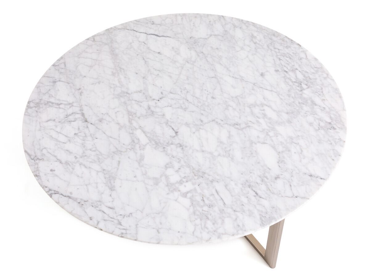 Круглый журнальный столик из белого металла и мрамора с 3 спицами AMPM CRISTEAL ARCH-00117400