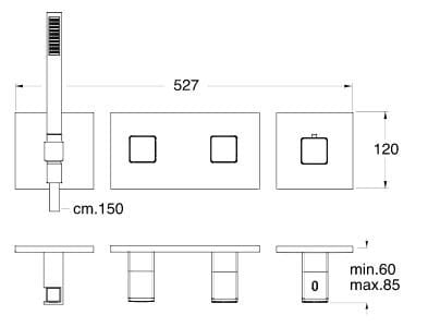 Термостатический настенный смеситель для душа / ванны с ручным душем CRISTINA Rubinetterie Термостатические смесители-Shower &amp ARCH-00141131 - Вид №2