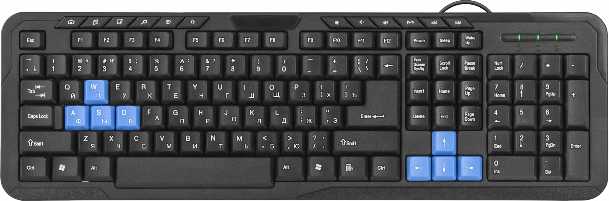 45430 #1 проводная клавиатура hm-430 ru,черный,полноразмерная Defender Santreyd 