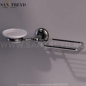 Двойная мыльница с решеткой SIMAS хромированная