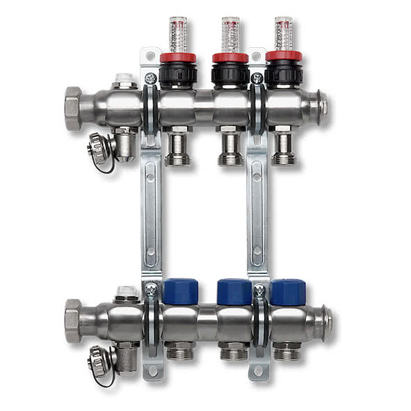1VT06DM SANHA VT-DM Коллектор из нерж.стали с регул-ми датч-ми потока и термостатами 6 мм  - Вид №1