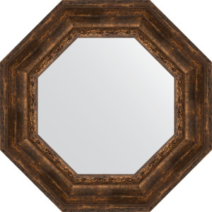 BY 7394 Зеркало в багетной раме - состаренное дерево с орнаментом 120 mm EVOFORM Octagon
