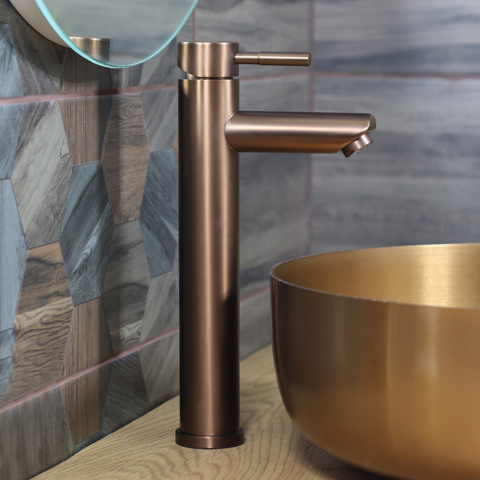 Смеситель д/ум MELANA-610102PVD-Br Tondo нерж.сталь, однорычажный, бронза 