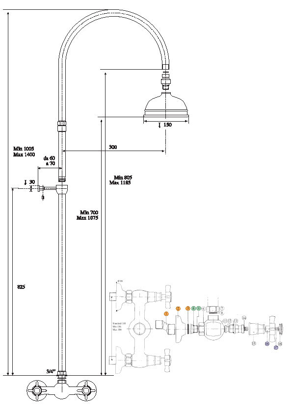 6649200018D200 Душевая система Bandini Old England Santreyd - Вид №1