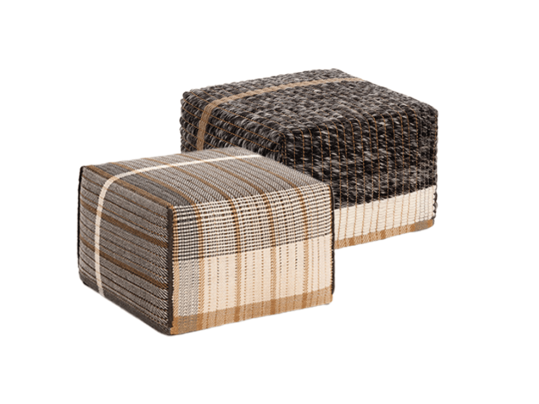 Квадратный пуф из шерсти, льна и хлопка GAN Reversible ARCH-00118531