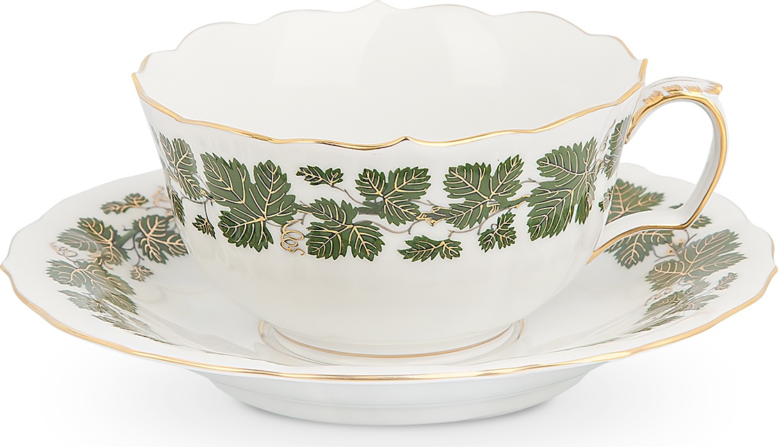 83656 Meissen Чашка чайная с блюдцем 200мл "Виноградная лоза" (с золотом) Фарфор 