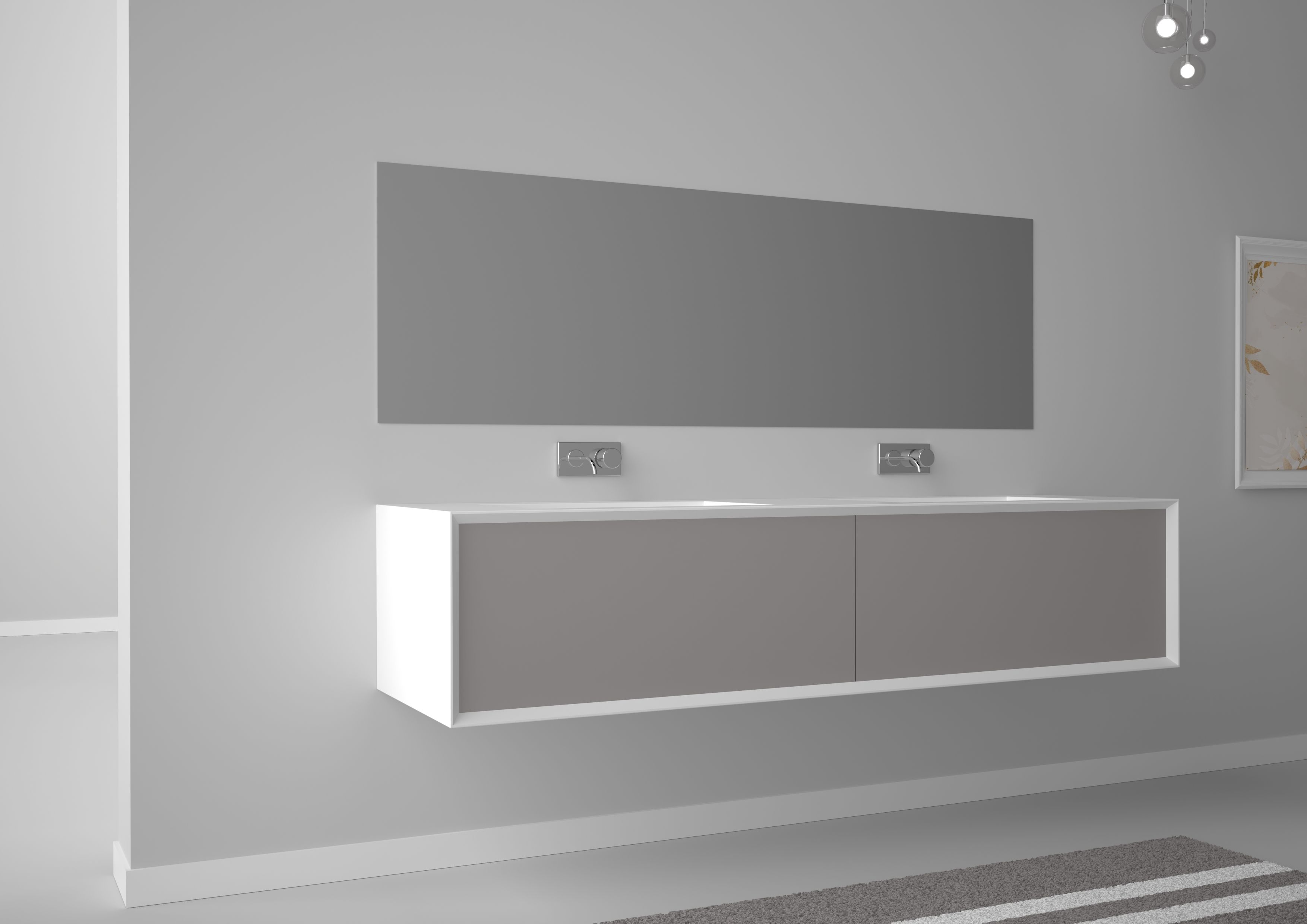 Подвесной шкаф для умывальника из МДФ с 2 раковинами и 2 ящиками GSG Ceramic Design Милан ARCH-00152062 - Вид №2