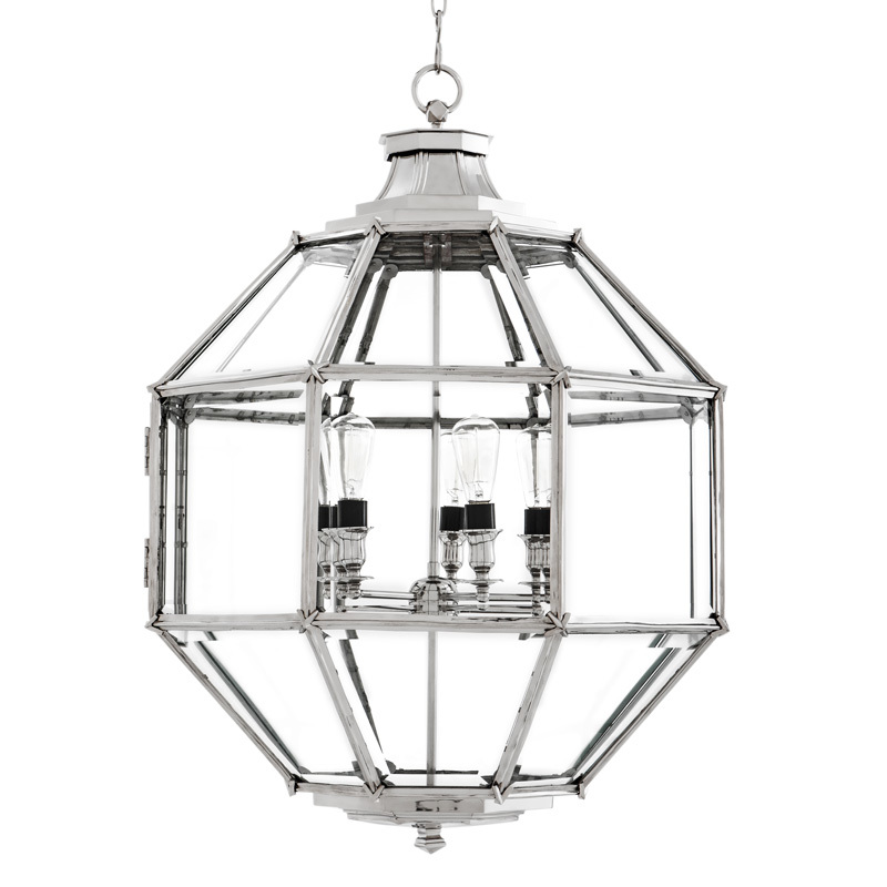Фонарь Owen L от Eichholtz серебряный 109202 EICHHOLTZ ДИЗАЙНЕРСКИЕ, EICHHOLTZ 060609 Прозрачный  - Вид №1