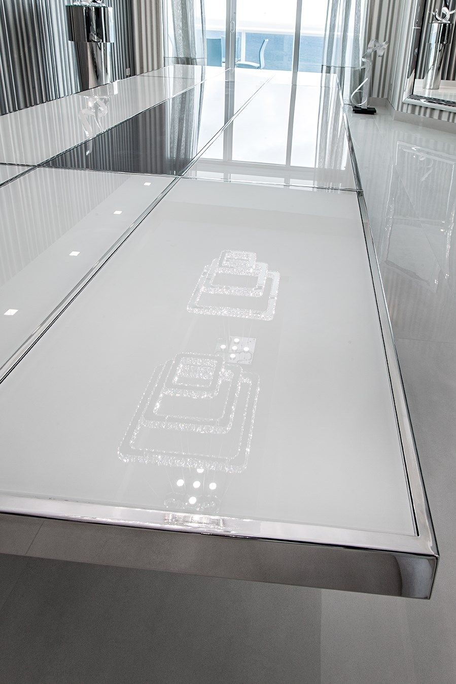 Прямоугольный обеденный стол из нержавеющей стали и стекла Officine Sandrini ARCH-00030119 - Вид №4