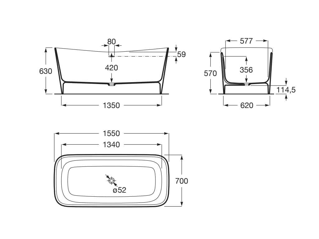 Прямоугольная ванна Stonex® Roca MAUI 248499..0 ARCH-00022009 - Вид №5