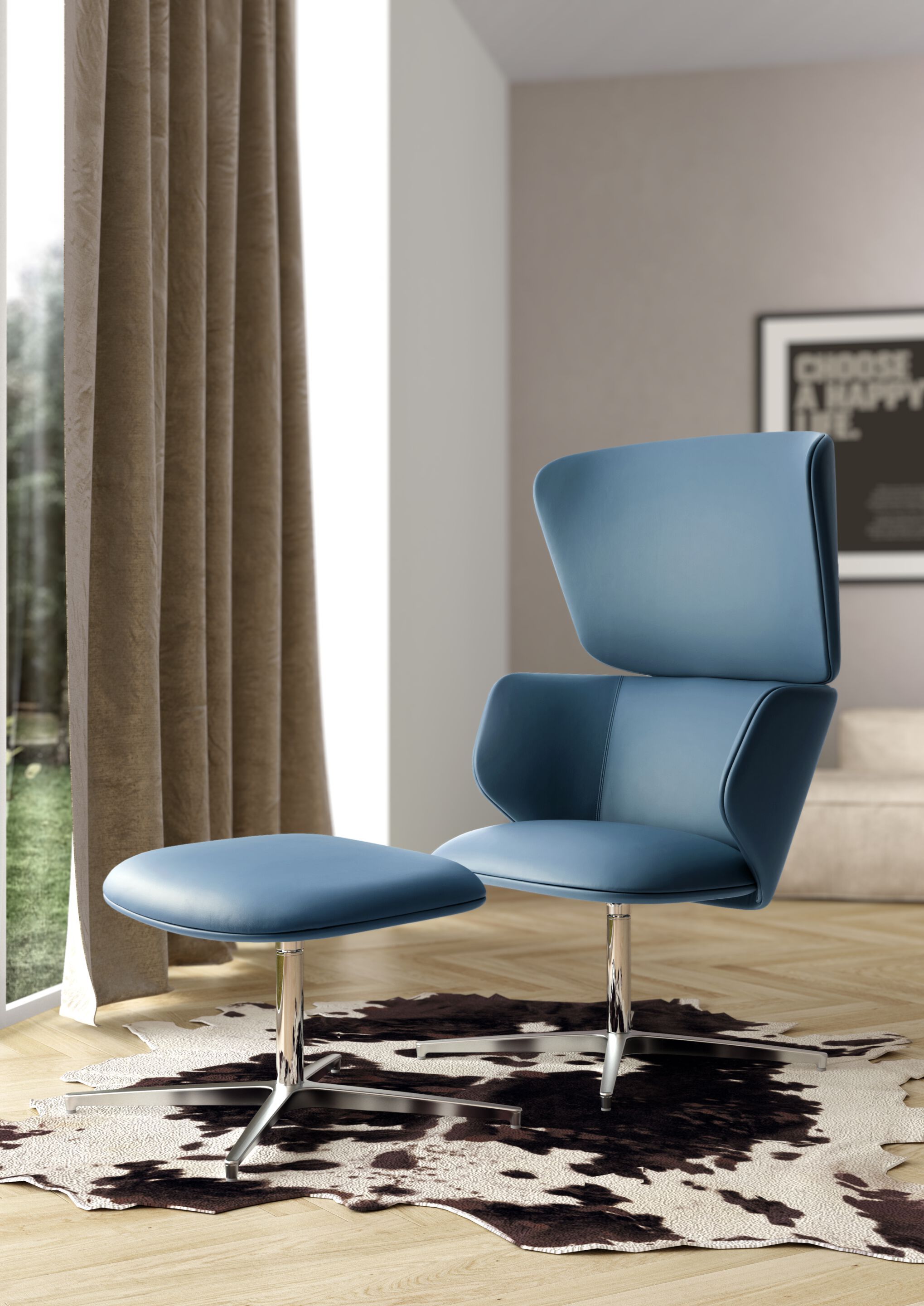 Кожаная вращающаяся спицевая подставка для ног Leyform Alisè Lounge ARCH-00087840 - Вид №1