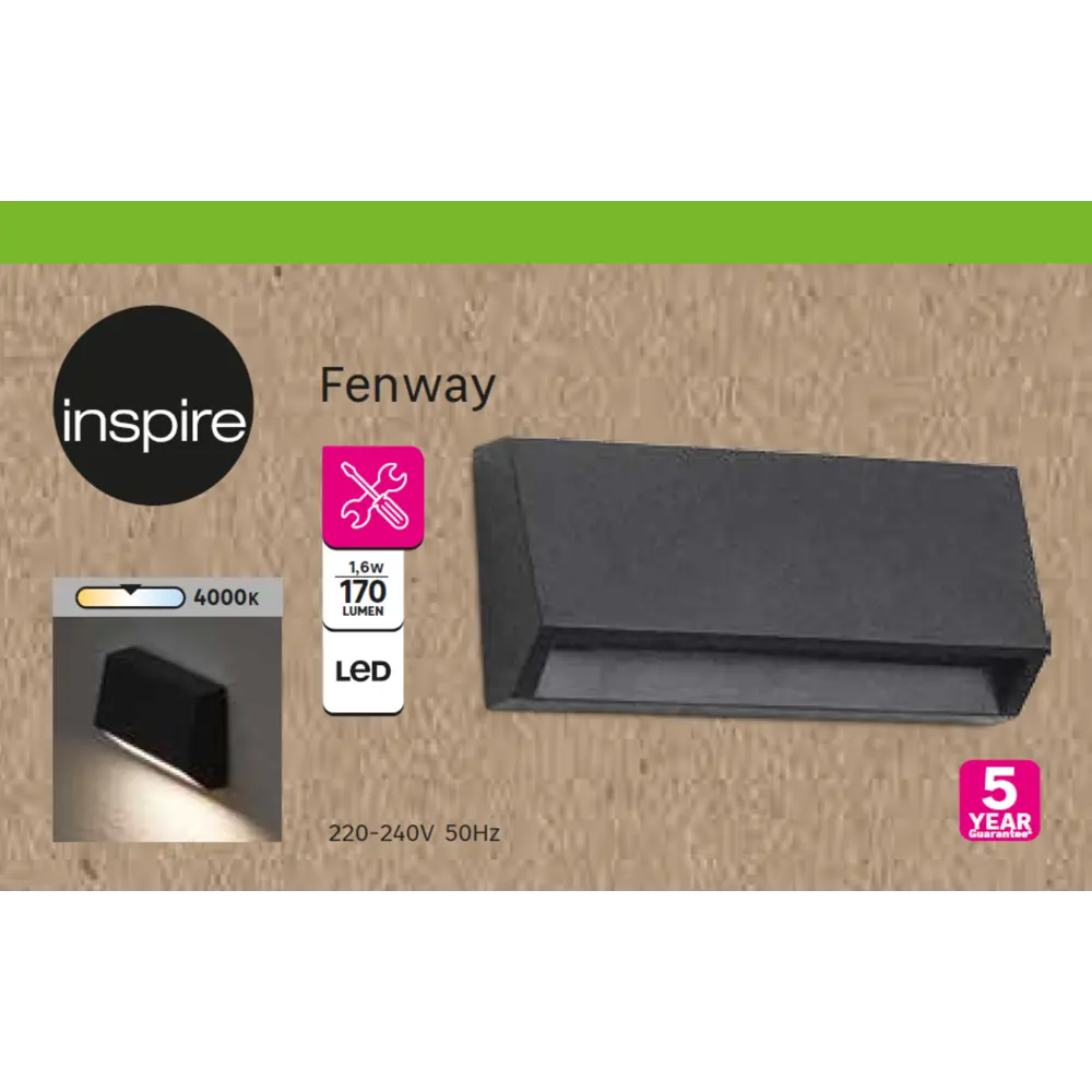 Светильник светодиодный Inspire «Fenway» 15 Вт IP65 цвет черный накладной 84693024 STLM-2205019  - Вид №5