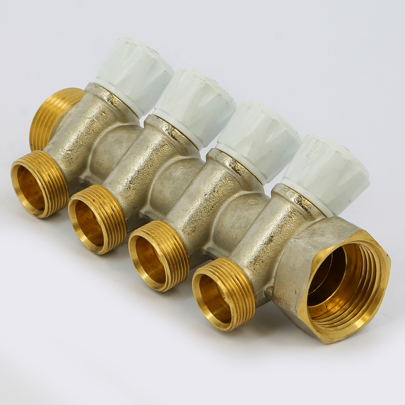 Коллектор НВ 1" с вентилями никелированный EMMETI 4 выходаМ24х19 36мм 01307290 - Вид №1