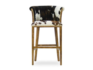 Высокий стул из коровьей кожи с подставкой для ног со спинкой