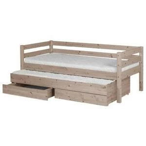 Кровать Flexa Classic с выдвижным спальным местом и ящиками, коричневая, 200 см