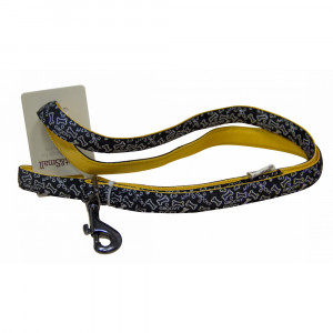 ПР0043557 Поводок для собак с принтом косточки 20х1200мм нейлон черный Great&Small
