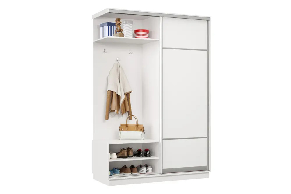 91644305 Шкаф-купе Хочу домой 220x120x45 см 2 полки ЛДСП цвет белый/серебристый STLM-1100205