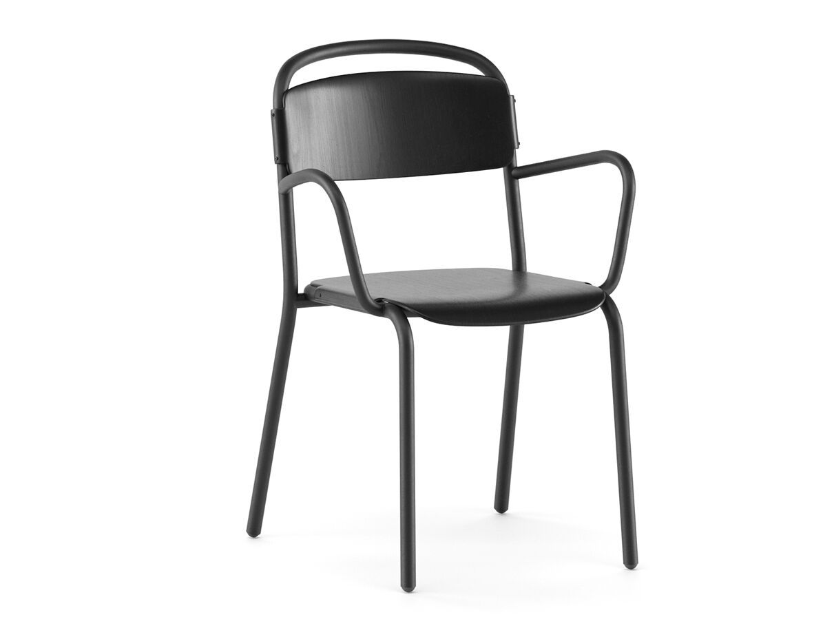 Штабелируемый стул из стали и дерева с подлокотниками Infiniti Skol ARCH-00034018 - Вид №4