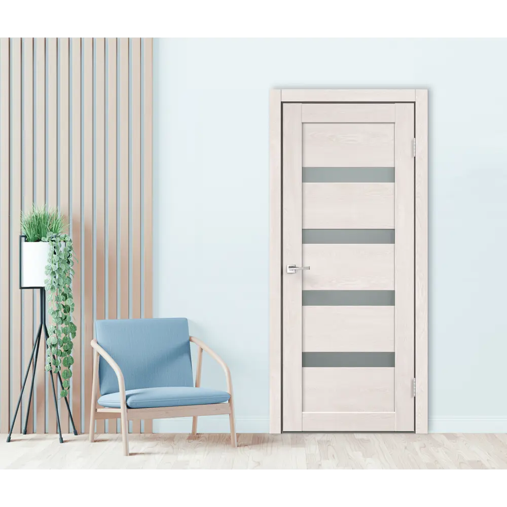 Комплект двери Лайн 2 со стеклом 90x200 см Hardflex цвет дуб тернер белый с добором 150 мм VELLDORIS STLM-2019375 - Вид №1