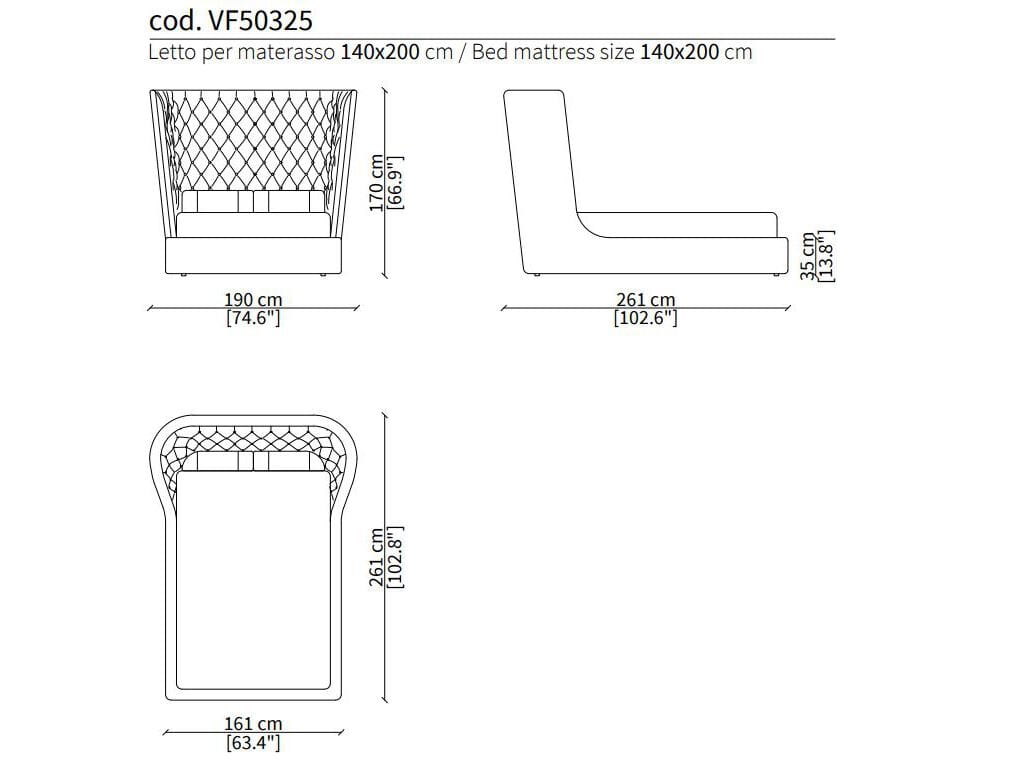 Мягкая кровать из ткани Vittoria Frigerio Медичи ARCH-00047591 - Вид №3