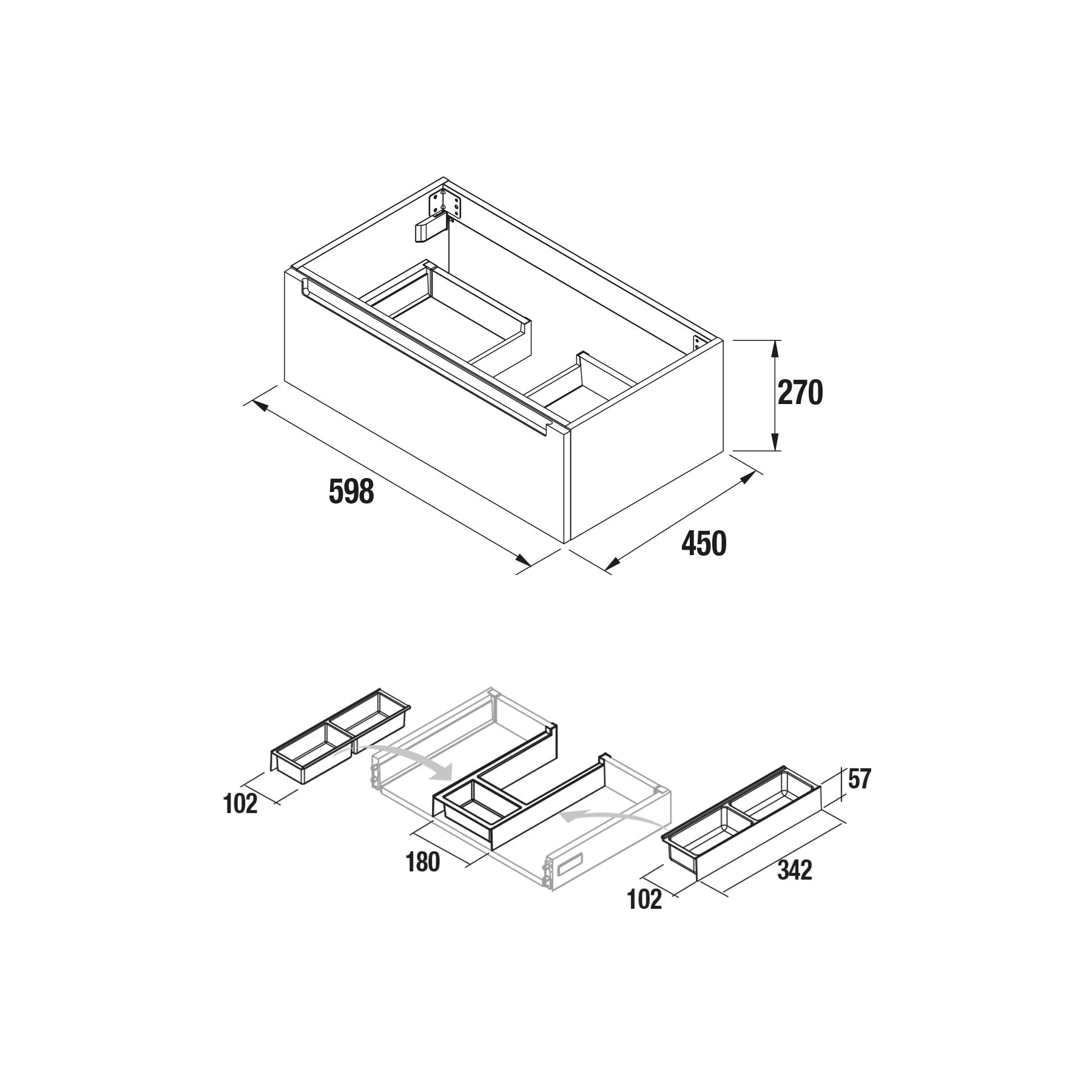 23927 SALGAR Мебель под умывальник MONTERREY 600 1 ящик металлический BAY PINE 598 x 270 x 450 мм Лавровая сосна  - Вид №1