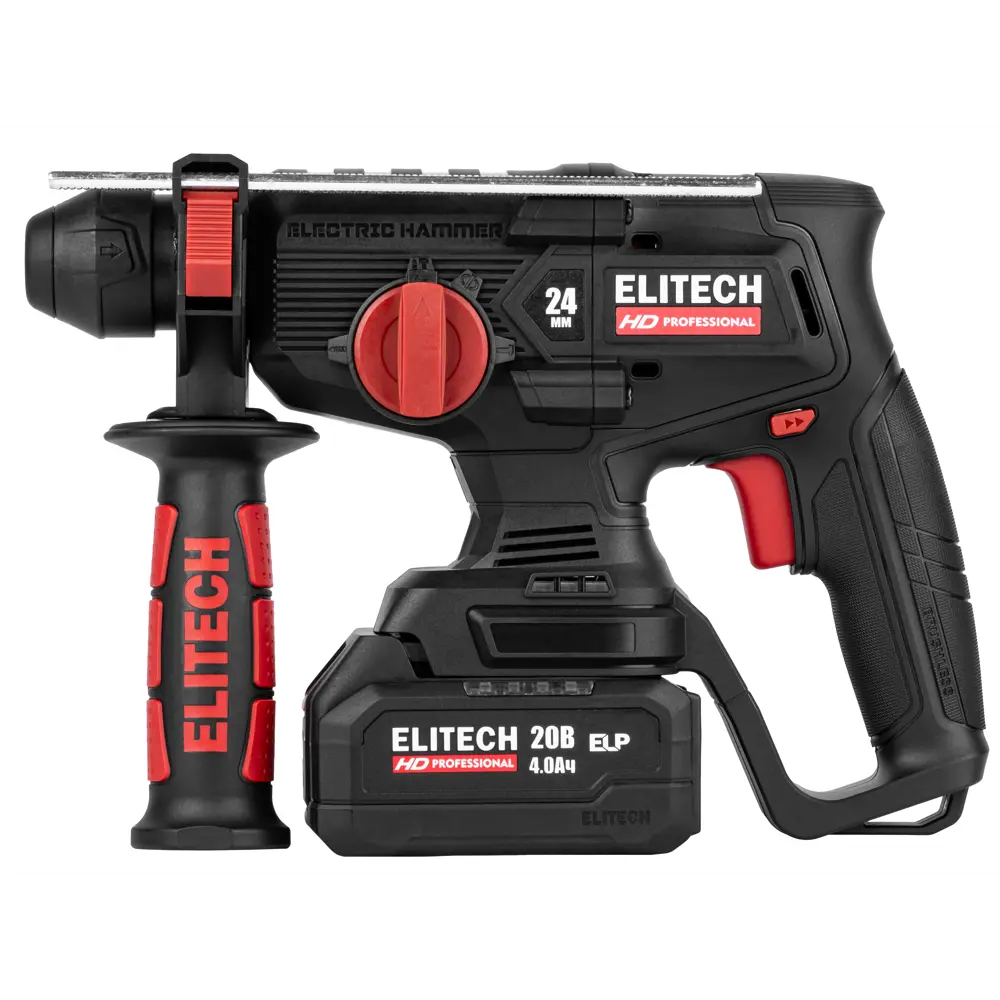 Перфоратор аккумуляторный бесщеточный SDS-plus Elitech HD CRH2024BL, 20 В Li-Ion 4 Ач, 2.5 Дж STLM-2108787 - Вид №2
