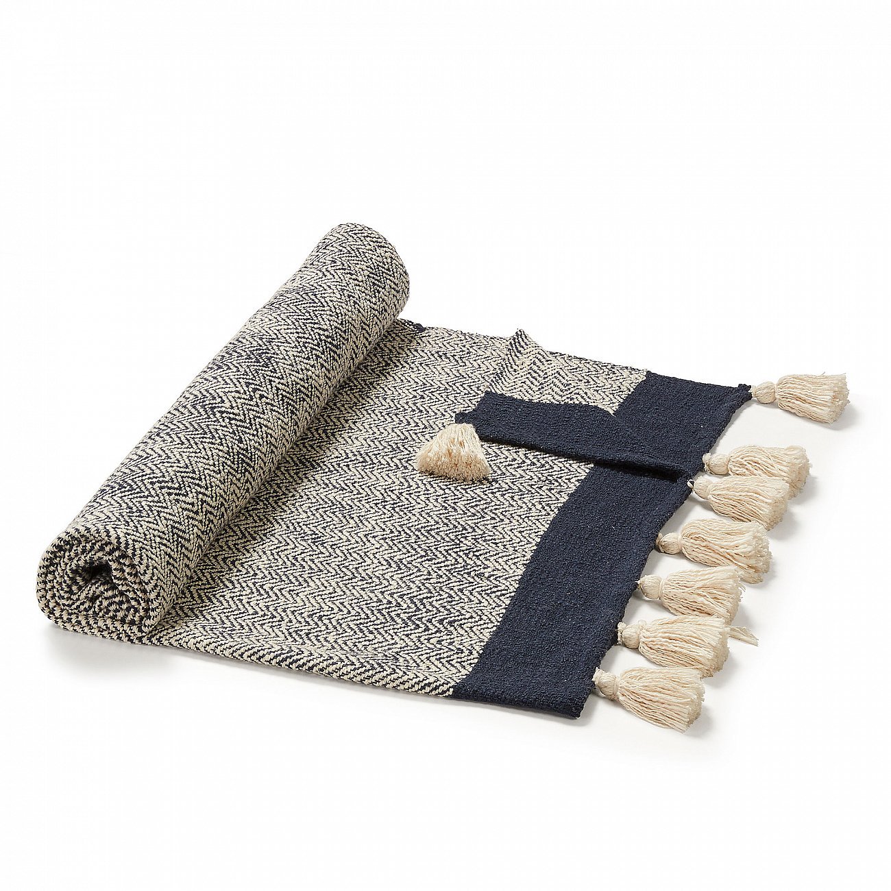 Плед Jinni 125x150 синий от La Forma LA FORMA ДИЗАЙНЕРСКИЕ, GINNIS, ПОЛОСКА, ОРНАМЕНТ 298815 Синий  - Вид №2